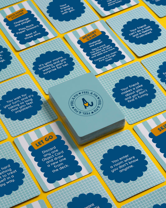 A creative problem-solving card game for kids to build skills like confidence, empathy, conflict resolution, anger management and creative thinking.